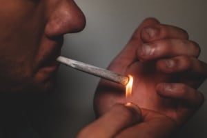 smoking cannabis joint
